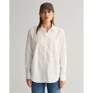 Gant für Damen. 4300212 Relaxed Fit Hemd aus weißer Popeline (44), Lässig, Baumwolle, Langarm