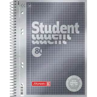 Brunnen Collegeblock Premium Student A5 kariert Grau/Mehrfarbig