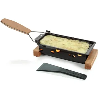 Boska Raclette 2 Personen Oslo - Mini raclette für Zwei Teelichter - Charakteristisch Holz mit Spachtel [Verleih Leckereien mit Geschmolzenem Käse oder Gegrilltem Gemüse] [Antihaftbeschichtung]