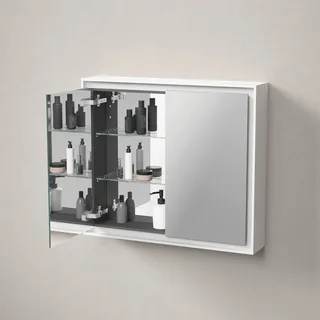 Duravit L-Cube Spiegelschrank mit LED-Beleuchtung, 2 Türen, Steckdose F, 800x155x700mm, Weiß, LC7551018180000, Ausführung: ohne Waschtischbeleuchtung