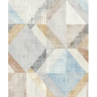 Rasch Textil Rasch Tapeten 311907 - Vliestapete mit Drei- und Vierecken in Hellgrau, Hellblau, Braun, Gelb und Anthrazit aus der Kollektion Color your life - 10,05 m x 0,53 m (LxB)