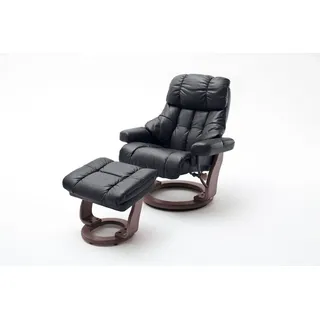 Robas Lund Relaxsessel Calgary Xxl Leder 97 x 110 x 180 cm Schwarz mit Hocker