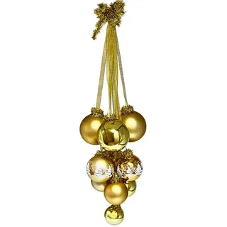 Dekohelden24 Lauschaer Christbaumschmuck - 10er Set Christbaumkugeln Lauscha, Fenstergehänge, Baumkugeln für Fenster, Fensterkugeln in Gold, Fensterbehang Kugeln aus Lauscha, von 5 bis 8 cm.