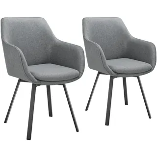 tectake Armlehnstuhl 2er Set drehbar Alicon 0,57 x 59 x 88 cm, anthrazit , Anthrazit , Textil , Pappel , 57x88x59 cm , Esszimmer, Stühle, Armlehnstühle