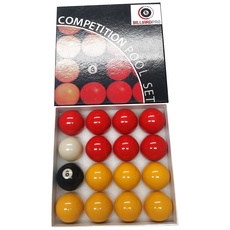 Billard Pro Unisex 5,1 cm League Pool Kugeln (rot und Gelbtöne, rot/gelb