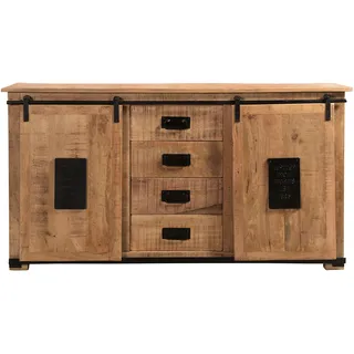 SIT Möbel NAMUR Sideboard Mango natur mit antikschwarzen Beschlägen