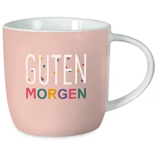Grafik-Werkstatt Kaffeetasse mit Spruch 300 ml Porzellan Tasse Guten Morgen, Weiß