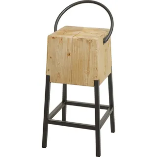 Barhocker HWC-L76, Barstuhl Tresenhocker, Industrial Metall Massiv-Holz MVG-, natur - Bunt