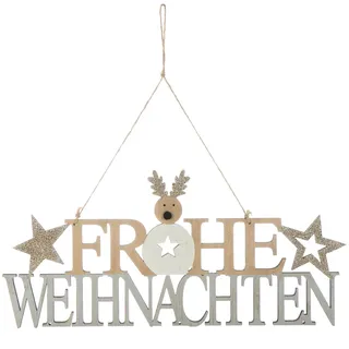 com-four® Hängedeko Weihnachten, Holz-Aufhänger mit Schriftzug | Türschild aus Holz für Tür - Fenster oder Wand - Christmas Sign