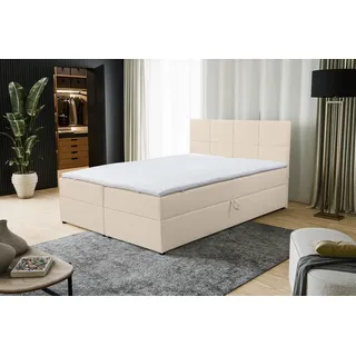 VENASI BETTY Boxspringbett 140x200 mit Bettkästen H2/H3 Matratze BEIGE - Beige