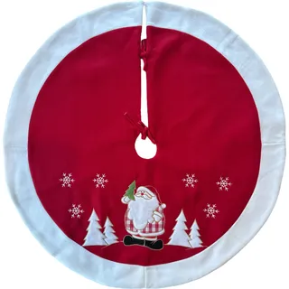 r runder Weihnachtsbaumrock – Weihnachtsbaumteppich – 3D-Weihnachtsmann – Baumdecke – Rot/Weiß – 90 x 90 cm - Rot, Weiß