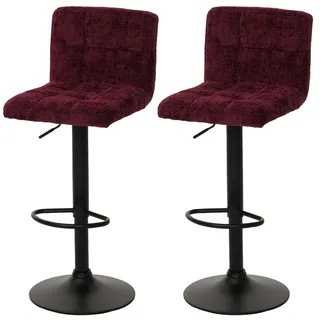 Mendler 2er-Set Barhocker höhenverstellbar drehbar 465 g/m2 Bordeaux