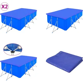 vidaXL Poolabdeckungen 2 Stk. PE Rechteckig 90 g/m2 394x207 cm - Poolabdeckung - Poolabdeckungen - Pool Abdeckplane - Pool Abdeckplanen - Blau