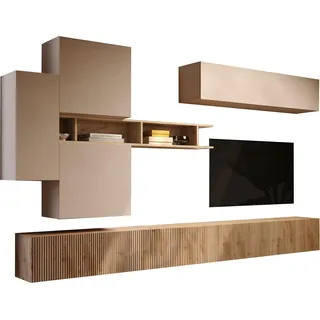 Dmora Wandregal Calascio 0x0x0h cm Braun Birne, Modular ein Regalbrett - Braun