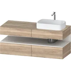 Duravit Qatego Konsolenwaschtischunterbau, 2 Auszüge, 2 Schubkästen, Ausschnitt rechts, 1400x550x600mm, Nische Weiß Supermatt, QA4766084, Farbe: Eiche Marmoriert