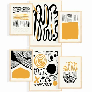 Nacnic Set mit 6 Postern in schwarzer Tinte. Emotionen. Künstlerische und abstrakte Drucke für Innenarchitektur und Dekoration. A3 & A4 ohne Rahmen.