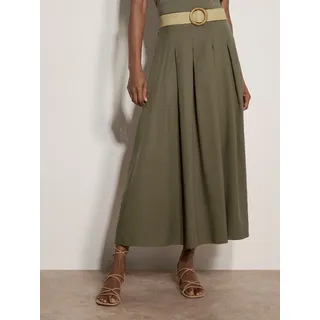 Midirock APRICOT "Boho-Midirock", Damen, Gr. XS (34), grün (khaki), gewebt, Obermaterial: 92% Lyocell CLY. 8% Leinen LI., uni, Röcke Midirock, mit Gürtel