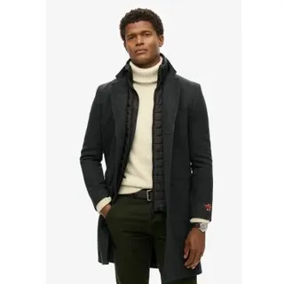 Superdry für Herren. M5011970A Maßgeschneiderter 2 in 1 Stadtmantel schwarz (M), Lässig, Wolle