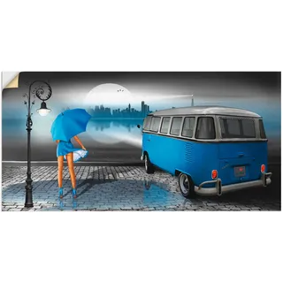 Artland Wandbild »Regennacht in Blau mit Bulli T1«, Auto, (1 St.), als Leinwandbild, Poster, Wandaufkleber in verschied. Größen, blau