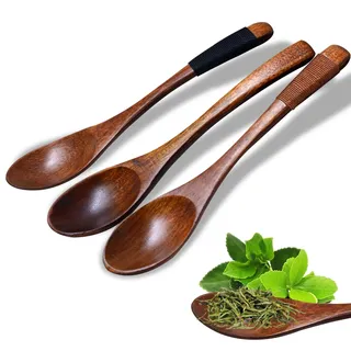 Holzlöffel klein, 3 Pcs kleine holzlöffel teelöffel holz kaffeelöffel holz Umweltfreundliches Geschirr löffel holzs gewürzlöffel für Tee Kaffee Honig Zucker Gewürz (3 Stück)