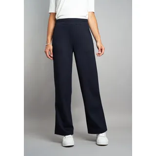 Stoffhose SEIDEL MODEN, Damen, Gr. 44, N-Gr, blau (nachtblau), Single Jersey, Obermaterial: 50% Polyester, 45% Viskose, 5% Elasthan, unifarben, Basic, normal lang, Hosen Stoffhose, in hochwertiger Jersey-Qualität, MADE IN GERMANY