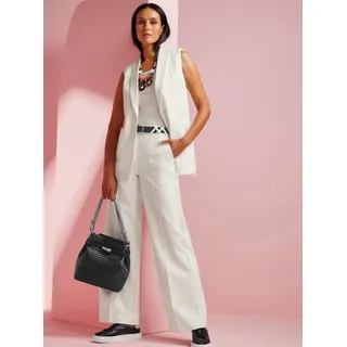 Jackenblazer HEINE "Blazerweste", Damen, Gr. 42, beige (ecru), 94% Polyester, 6% Elasthan, Blazer Jackenblazer