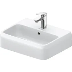 Duravit Qatego Handwaschbecken, 450x350mm, Unterseite glasiert, mit Überlauf, 074645, Farbe: 1 Hahnloch