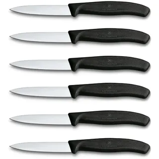 Victorinox Swiss Classic Profi Gemüsemesser-Set, 6-teilig, Allzweckmesser, Spitz, Scharfe Klingen, 8 cm, Robuste Kunststoffgriffe, Schwarz