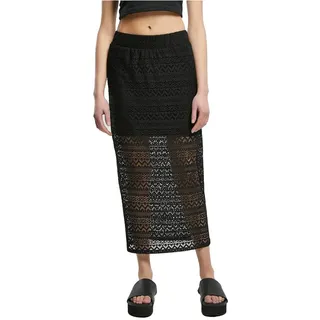 Urban Classics Stretch Crochet Lace Midirock - Black - XS
