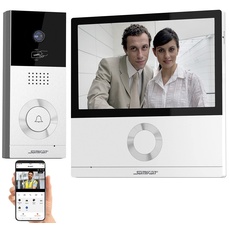 Somikon Video Sprechanlage: Full-HD-Video-Türsprechanlage mit 17,8-cm-Touchscreen (7"), WLAN, App (Video Türklingel, Gegensprechanlage, Digitaler Türspion)