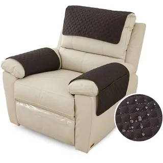 FANSU Sesselschoner Für Relaxsessel Mit Armlehnen, Sesselbezug Mit Taschen Für Fernsehsessel, Wasserdicht & rutschfest Möbelschutz für Sofa, Stuhl (1 Sitzer,Schwarz)