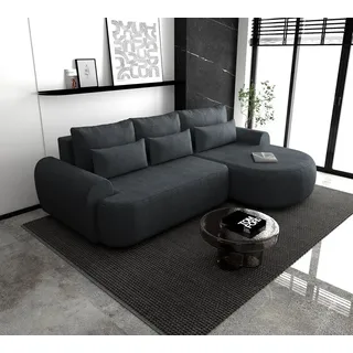 Ecksofa OLIVIO L - Wohnlandschaft Polstersofa Polstercouch (Anthrazit - MODESTO 489) RECHTE SEITE - Grau