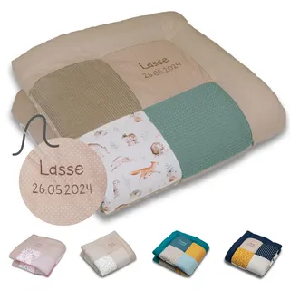 ULLENBOOM personalisierbare Krabbeldecke für Baby 100x100 cm - Dick & weich | Perfekt als Geschenk, Außenmaterial: 100% Baumwolle, OEKO-TEX zertifiziert, Made in EU, Individuell angefertigt
