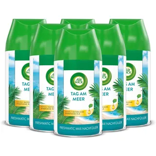Air Wick Freshmatic Max – Nachfüller Set – Automatisches Raumspray – Raumduft Tag am Meer – 6 x 250 ml Nachfüller