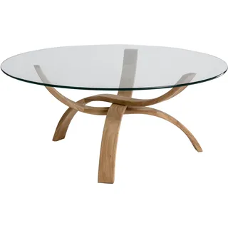 hasse möbel collection Couchtisch 7060 Glas/Nussbaum 105 x 45 x 105 cm