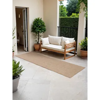 Hanse Home Northrugs Kona In- & Outdoor Teppich Läufer Klassisch - Klassischer Flachgewebe Wendeteppich, ÖKO-TEX Wetterfest & UV-beständig für Balkon, Terrasse, Garten – Jute Weiß, 80x250cm