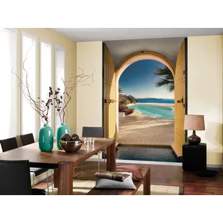 KOMAR Fototapete »Santorini« bedruckt glatt 200 x 250 cm (Breite x Höhe) - Tapete, Vlies, Wohnzimmer, Schlafzimmer