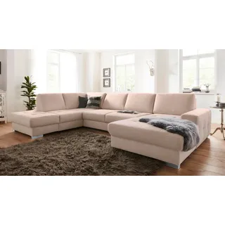 sit&more Wohnlandschaft »Santorini U-Form« mit Federkern und Sitztiefenverstellung, wahlweise mit Bettfunktion, beige
