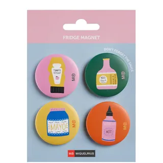 Miquelrius - Kühlschrankmagnete Set, 4 runde Magnete, Material Blech ummantelt, kleine Magnete Ø40 mm, Kollektion Foodie Lovers