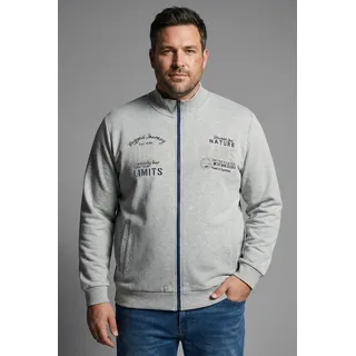 Sweatjacke MAN'S WORLD PLUS, Herren, Gr. XL (56/58), grau meliert, angeraute Sweatware, Obermaterial: 60% Baumwolle, 40% Polyester, bedruckt, regular fit, hoch geschlossener Ausschnitt, angesetztes Bündchen, Sweatjacken Sweatjacke, aus angerauter Sweatware, Regular Fit, Langarm-Design