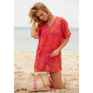 Venice Beach Chiffontunika, mit Blumendruck, Strandkleid, modisch, Cover-Up, pink