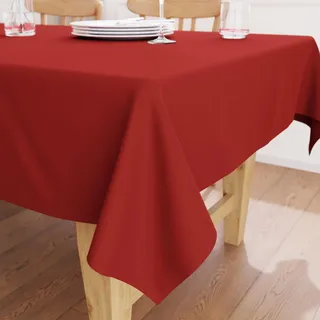 Encasa XO Tischdecke, Einfarbig, Baumwoll Canvas 140x140 cm | Tiefrot, Quadratisch | 4 Seater | 140x140 cm | Maschinenwaschbar | Strapazierfähig | Tischschutz