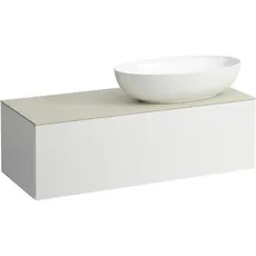 Laufen Il Bagno Alessi Schubladenelement, 1 Hahnloch, Steinplatte Calce Avorio, Ausschnitt rechts, 120x50x37cm, zu WT-Schale H81897 7, H431319097, Farbe: Weiß matt