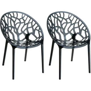 CLP 2er Set Stapelstuhl CRYSTAL Wetterbeständig,schwarz - Schwarz