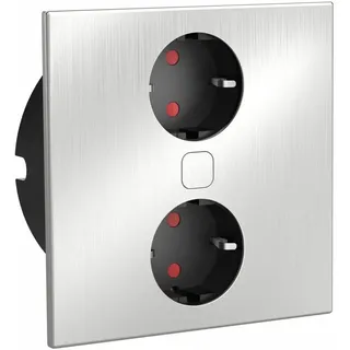 Einbausteckdose mit USB C +A ø 118mm Duplex-R - Steckdose mit elektrischer Abdeckung per Knopfdruck, Edelstahl/Kunststoff 230V