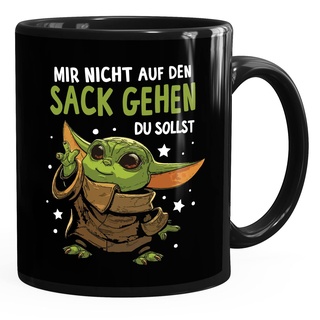 MoonWorks® Kaffee-Tasse mit Spruch Mir nicht auf den Sack gehen du sollst Baby Yoda Bürotasse lustige Kaffeebecher schwarz standard, Keramik