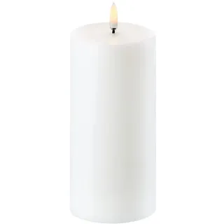 UYUNI-Beleuchtung | Flammenlose LED-Stumpenkerze | Künstliche batteriebetriebene Kerze mit flackernder 3D-Flamme, Nordic White, 7,8 x 15 cm