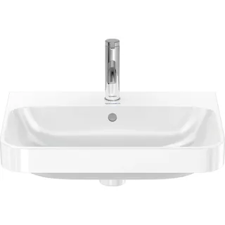 Duravit Happy D.2 Plus Aufsatzbecken, 1 Hahnloch, 600x460 mm, geschliffen, mit Überlauf, mit Hahnlochbank, 23606000001 - Weiß