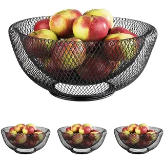 APS Brot- & Obstkorb „Wire“ – Premium Brotkorb/Obstkorb in der Farbe Metall Schwarz – Stapelbar und langlebig mit der Abmessung 31 x 14cm (Packung mit 4)