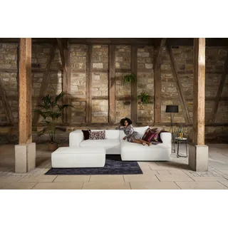W.Schillig Ecksofa »around-the-block, modern und elegant, bequem, L-Form« mit eleganter Biese, mit Federkern, weiß